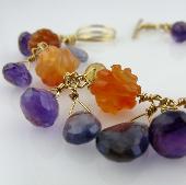 orange garnet beaded bracelet