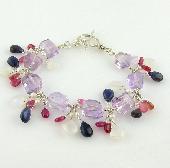 Pink Amethyst Bracelet with Moonstones and Pink Sapphires