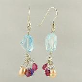 pink topaz beaded earrings