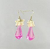 pink pearl gold earrings
