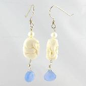blue gemstone jewelry pearl handmade earrings