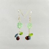 dark green topaz beaded earrings