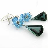 Green Amethyst Gemstone Earrings Encrusted with Blue Topaz