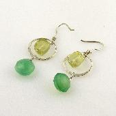 Green Chalcedony Earrings With Yellow Quartz