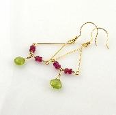 green garnet handmade earring