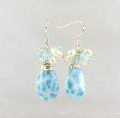 light blue larimar beaded earrings