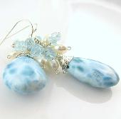 light blue larimar beaded jewelry earrings