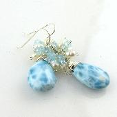 Larimar and Pearl Drop Earrings