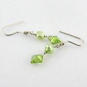green pearl gemstones earrings