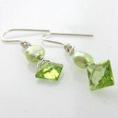 green pearl handmade earring