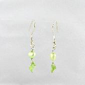 green pearl pearl drop earrings
