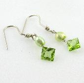 green peridot gold earrings