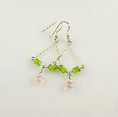 Peridot with Rose Quartz Drop Chandelier Earrings