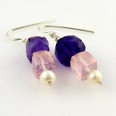 Purple And Pink Stacked Cube Earrings