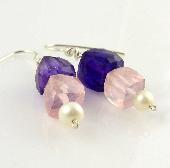 purple amethyst gemstone jewelry wire earrings