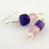 white amethyst gemstone jewelry drop earrings