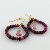 Ruby Encrusted Hoop Earrings with Pink Mystic Quartz Drop