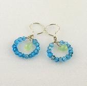 Sea Green and Blue Apatite Hoop Earrings