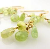 green tourmaline handmade silver earrings