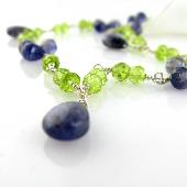 dark blue peridot wire wrapped necklace