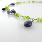Kyanite and Peridot Necklace with Iolite Spikes