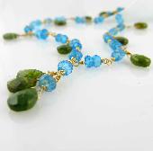 light blue tourmaline wire crochet necklace