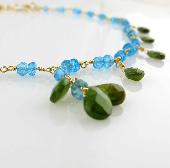 Mediterranean Blue Apatite Necklace with Green Tourmaline